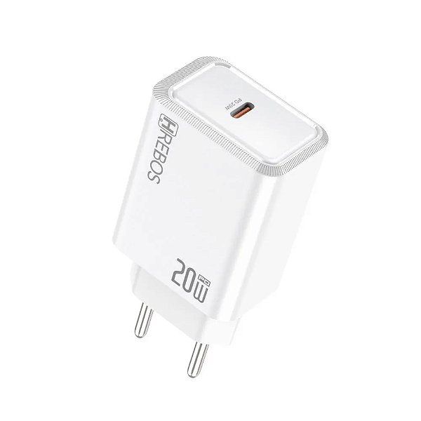 CARREGADOR HREBOS AXION CHARGE 20W USB-C PD GAN BRANCO CRG-262