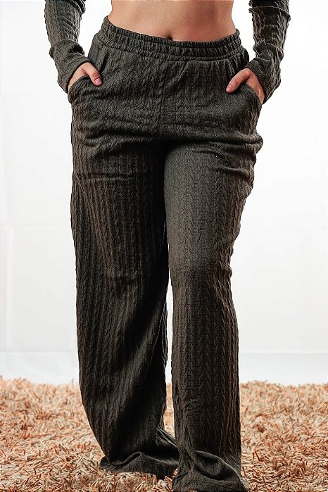 Calça Pantalona Feminina Texturizada - KAMIBI