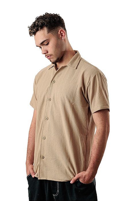 Camisa Masculina Manga Curta Slim Fit - KAMIBI