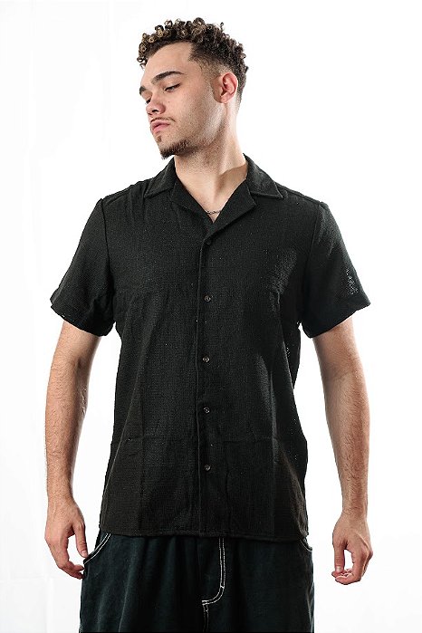 Camisa Masculina Manga Curta Com Botão - KAMIBI
