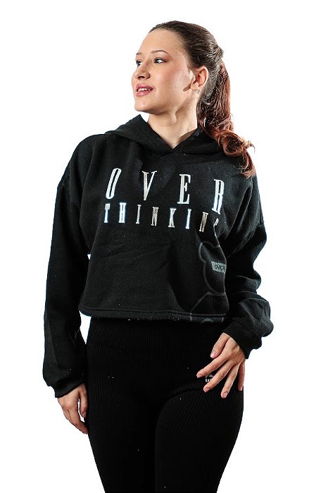 Moletom Cropped Feminino com Capuz