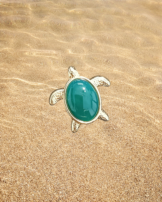 Pingente Tartaruga Marinha banhada a Ouro 18k - Pedras Naturais Agata Verde