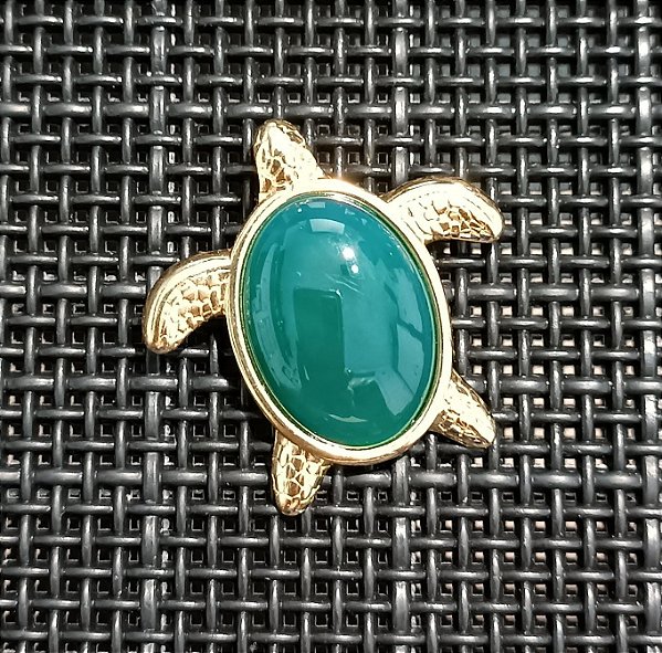 Pingente Tartaruga Marinha banhada a Ouro 18k - Pedras Naturais Agata Verde