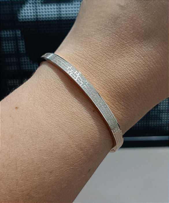 Bracelete Oração Pai Nosso em Aço Inox Cobre 4mm