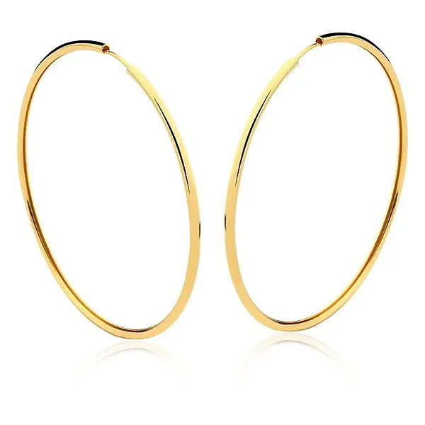 Brinco Argola Inteira Banhada a Ouro 18k - Tamanho G