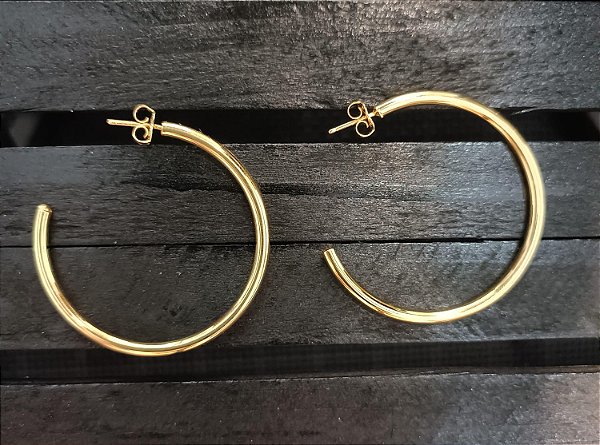 Brinco Argola Oca 35mm Universo de Luz Banhado a Ouro 18k