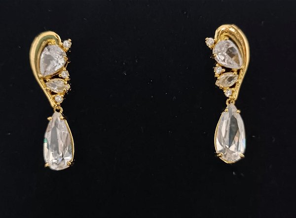 Brinco Banhado a Ouro 18k com Gotas de Zircônias