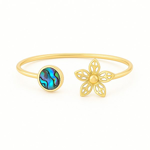 Pulseira Bracelete Banhada a ouro 18k com pedra natural - Abalone