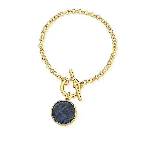 Pulseira Banhada a ouro 18k com pedra natural - Sodalita