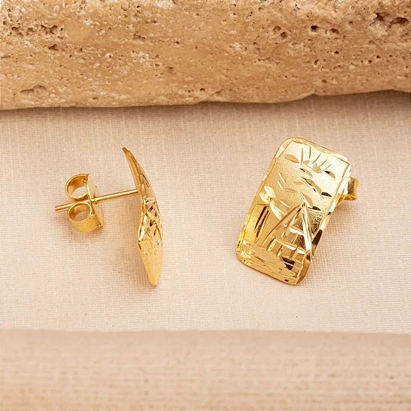 Brinco Egito Diamantado em Ouro Amarelo