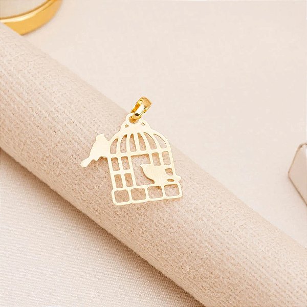 Pingente Gaiola em Ouro Amarelo