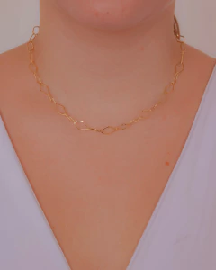 Colar Choker Elos Lisos e Vazados - Banhado a Ouro