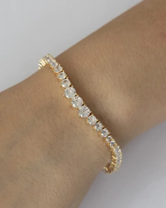 Pulseira Riviera Zirconias Redondas - Banhado a Ouro