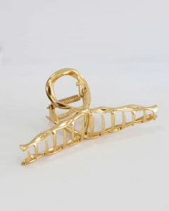 Presilha de Cabelo com Ondulações Fosca - Banhado a Ouro