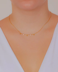 Colar Estrelas e Zirconias - Banhado a Ouro