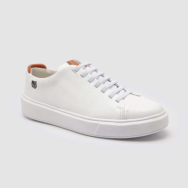 Tênis Casual Masculino Polo Vest – 100% Couro Legítimo - Cor Branco