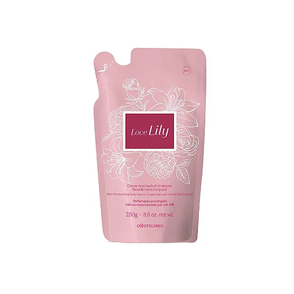 Refil Creme Acetinado Desodorante Hidratante Corporal Love Lily 250G