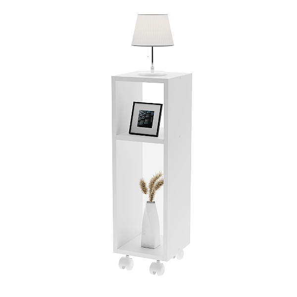 Mesa De Cabeceira Pequena com rodinhas 20x20x60cm Branco Quarto Sala