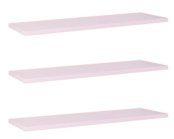 Kit Com 3 Prateleiras 40 X 15cm Suporte Invisivel Cor Rosa Bebe