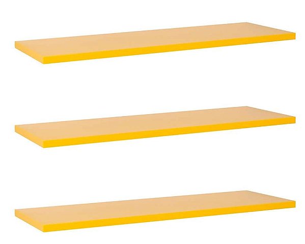 Kit Com 3 Prateleiras 40 X 10cm Suporte Invisivel Cor Amarelo