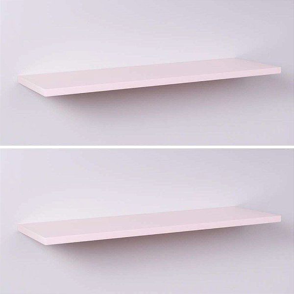 Kit Com 2 Prateleiras 60 X 20cm Suporte Invisivel - Cor Rosa Bebe