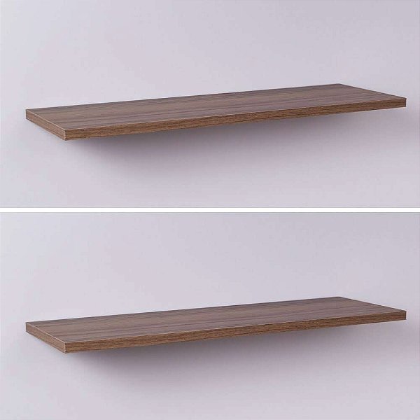 Kit Com 2 Prateleiras 40 X 20cm Suporte Invisivel - Cor Madeira Escura