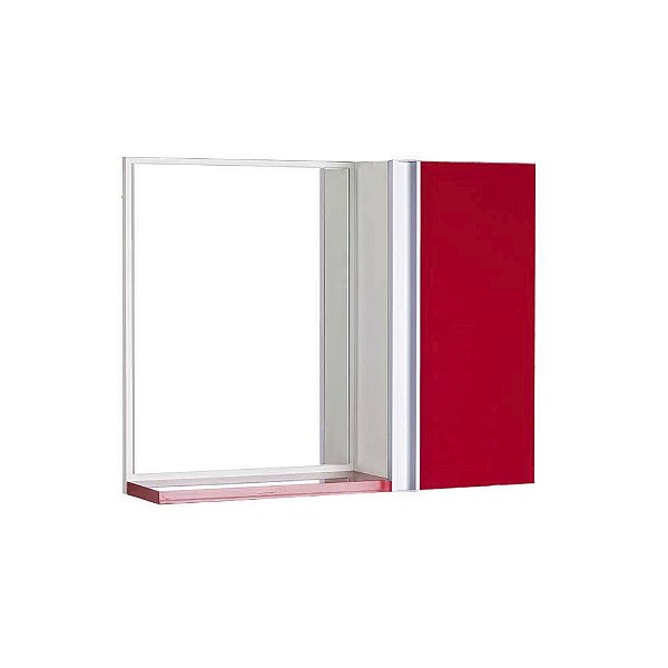Espelho para Banheiro com Armário Vermelho Barra Vertical