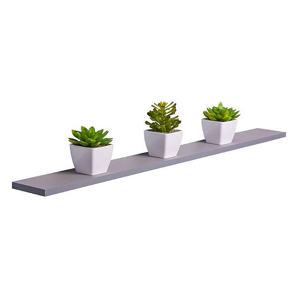 Prateleira 100 x 10cm Cinza Claro Suporte Invisível