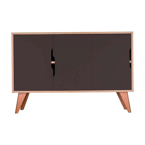 Buffet Aparador com 3 Portas Murano Carvalho e Grafite