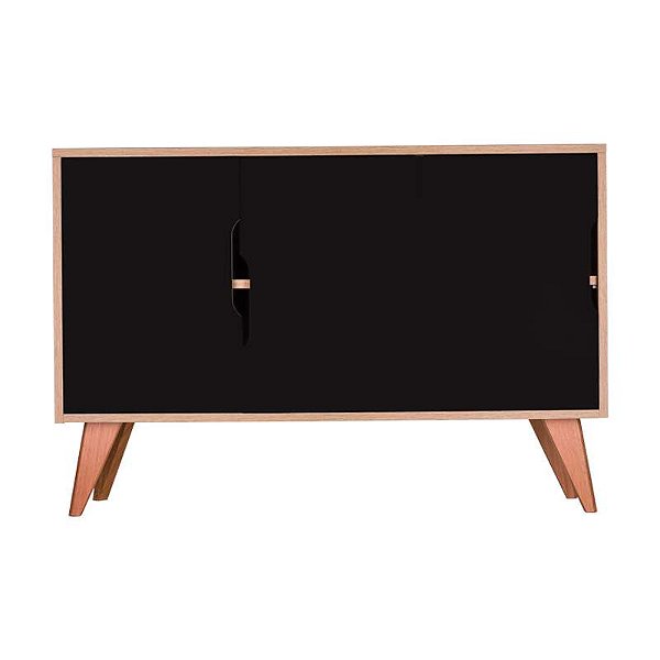 Buffet Aparador Retrô com 3 Portas Murano Carvalho e Preto