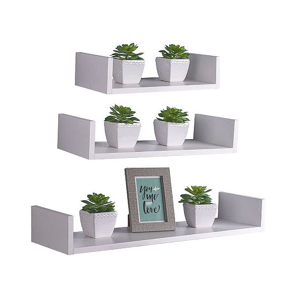 Kit Nicho e Prateleira U 30cm 35cm 40cm Branco