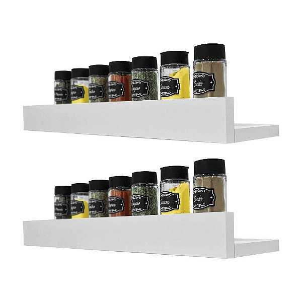 Kit 2 Prateleiras Porta Temperos 50 x 10cm Branco