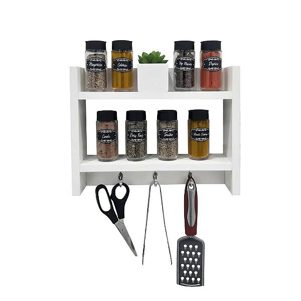 Porta Temperos para Cozinha 25 x 30cm Branco