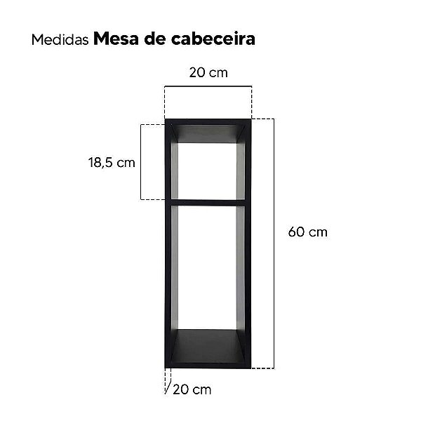 Conjunto Mesa De Cabeceira Pequena 20x20x60cm Preto Quarto Sala