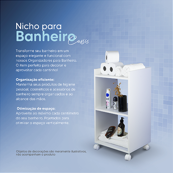 Estante Multiuso Armário Móvel para Banheiro Nogal com Rodinhas 40cm