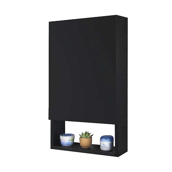 Armário para Banheiro Lavabo Suez Preto 34cm