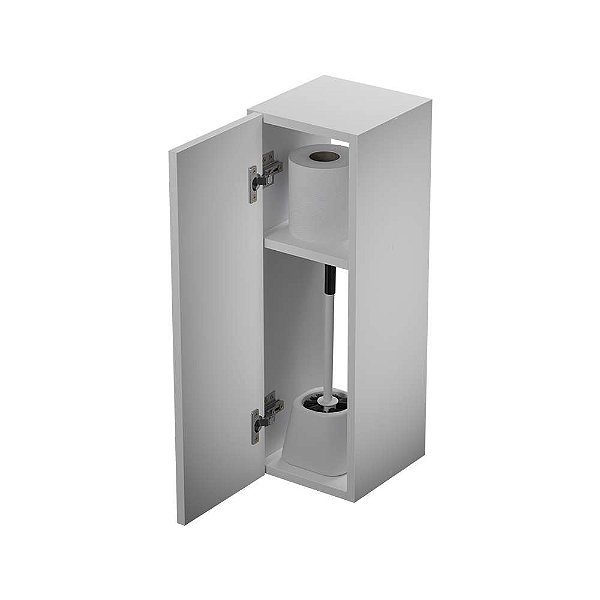 Armário Organizador Multiuso Branco com Porta para Banheiro