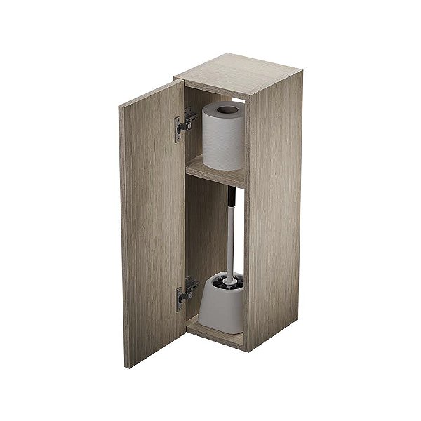 Armário Organizador Multiuso Carvalho com Porta p/ Banheiro