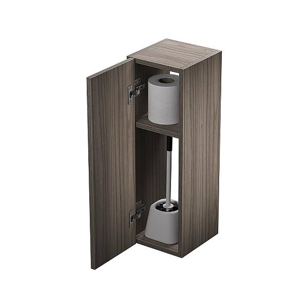 Armário Organizador Multiuso Nogal com Porta para Banheiro