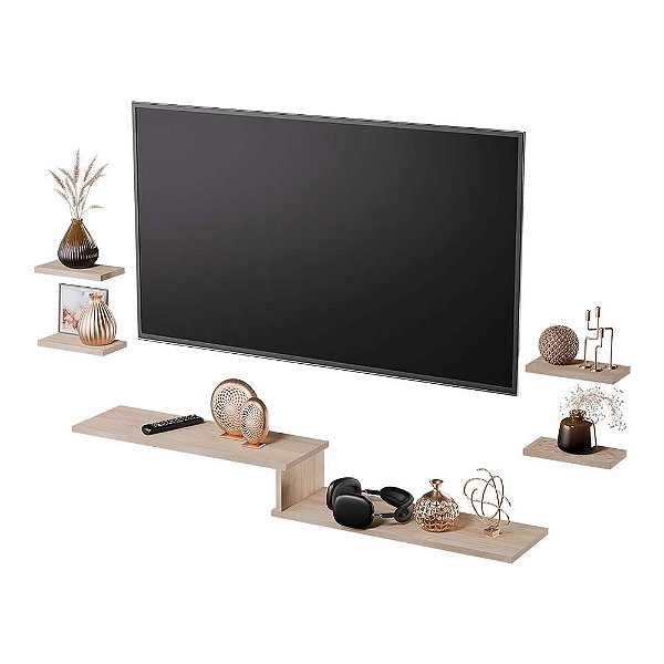 Rack TV Suspenso para Quarto Sala Carvalho 115cm