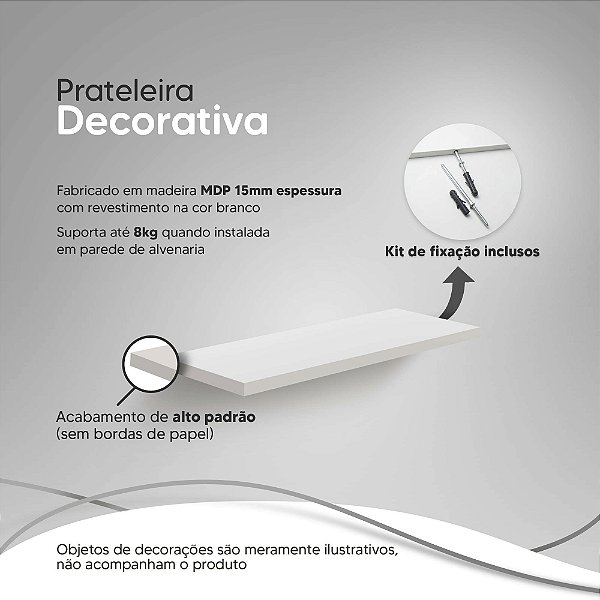 Prateleira 40 x 15cm Branca Suporte Invisível para Projetor