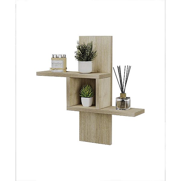 Nicho Decorativo Cross Carvalho para Banheiro Lavabo