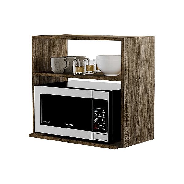 Suporte Nicho Suspenso Micro-ondas Parede Cozinha Freijó