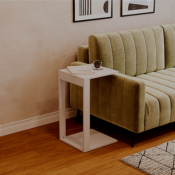 Mesinha Lateral de Apoio Branca Sala Quarto 30x30x65cm