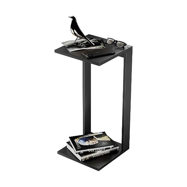 Mesa De Cabeceira Pequena 30x30x65cm Preta Quarto Sala