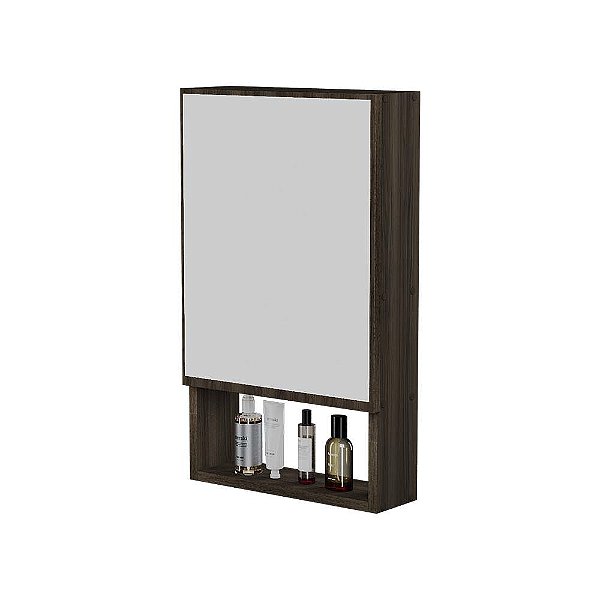 Armário para Banheiro com Espelho Tebas Nogal 34cm