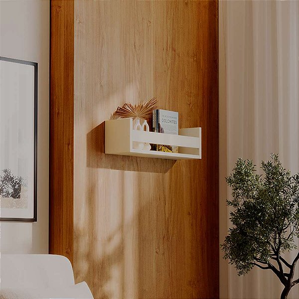 Prateleira Porta Objeto Bege Claro 60 x 12cm Suporte Invisivel