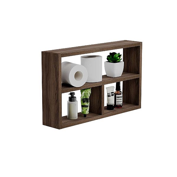 Nicho Decorativo Pequim Nogal para Banheiro Lavabo