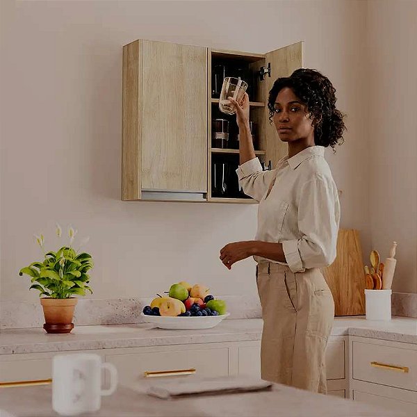 Armário Despensa Suspenso Cozinha 30cm Carvalho