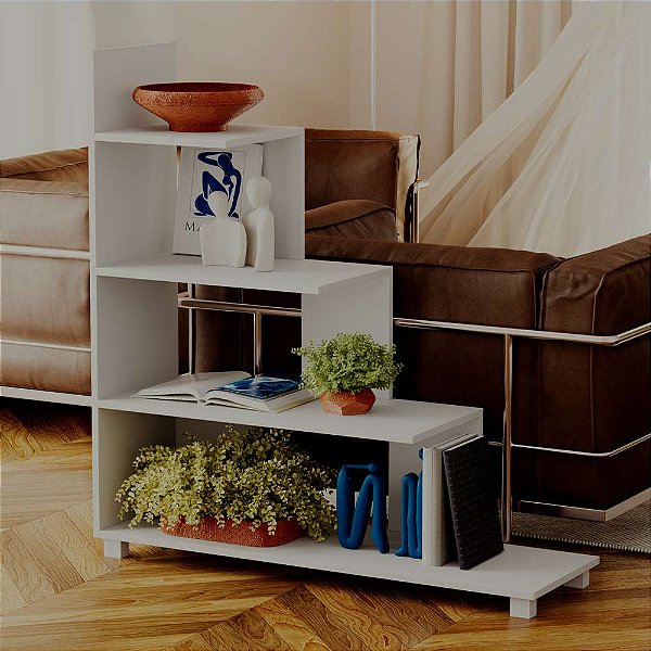 Estante Escada Ladder Armário Organizador Livreiro Branco